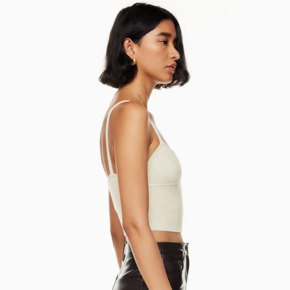 Aritzia Wilfred Cashmere Sicily Sweater Tank in Heather Light Oatmeal - Picture 7 of 9